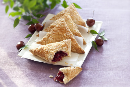 Danish Pastry Cherry Turnoversの写真素材