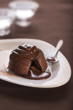 Hot chocolate fondant lava cake puddingの写真素材