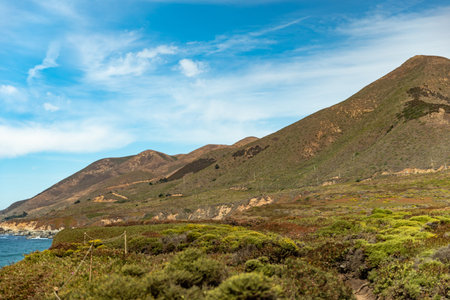 California coast line along the Pacific Ocean. A Beautiful View of the California Coastline along...