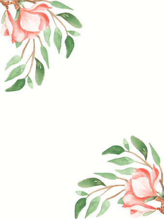 Watercolor boho floral bouquet illustration card. Peony, greenery, leaves, feathers, Wedding bohemian flowers cards clipart. Foliage modern frame.の写真素材