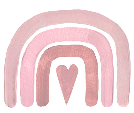 Pastel rainbow clipart. Neutral delicate rainbows illustration. Baby shower pink graphics. Heart . Kids wall art.の写真素材