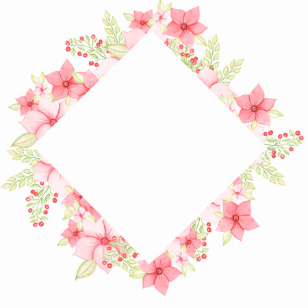 Watercolor hand drawn flowers set. Beautiful delicate frame in neutral trendy colors. Elegant floral collection with isolated gentle leaves and flowers. Design for invitation, wedding or greeting cards.の写真素材
