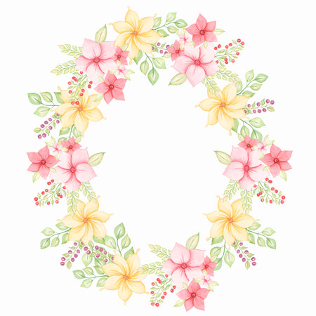 Watercolor hand drawn flowers set. Beautiful delicate wreath in neutral trendy colors. Elegant floral collection with isolated gentle leaves and flowers. Design for invitation, wedding or greeting cards.の写真素材