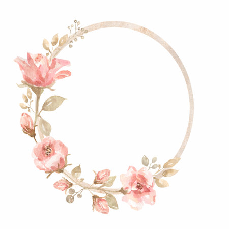 Watercolor hand drawn flowers set. Beautiful delicate wreath in neutral trendy colors. Elegant floral collection with isolated gentle leaves and flowers. Design for invitation, wedding or greeting cards.の写真素材