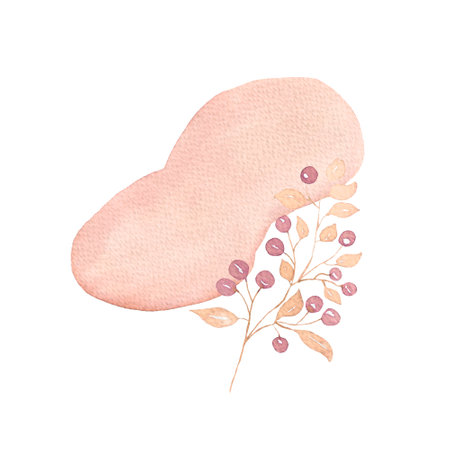 Abstract modern composition. Watercolor elements background. Hand painted floral  and transparent shapes in gentle pastel colors. Contemporary art illustrationの写真素材