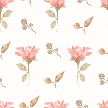 Watercolor Seamless   flower bouquets pattern. Beautiful pattern for design. Trendy print.Peonies and roses bouquet seamless pattern. Watercolor painting.の写真素材