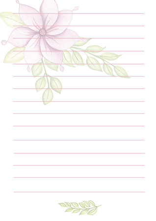 Hand drawn watercolor adorable daily planner with florals. My day to-do list with flowers and greenery illustrations. Notes page.の写真素材