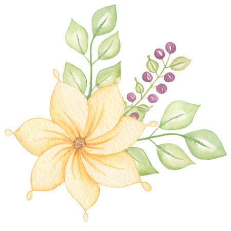 Flowers watercolor illustration. Floral composition. Mother's Day, wedding, birthday, Easter, Valentine's Day. Pastel colors. Spring. Summer bouquet.の写真素材