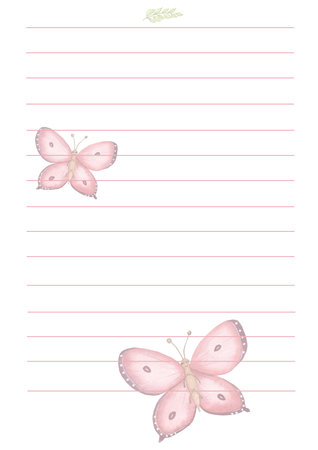 Hand drawn watercolor adorable daily planner with butterfly. My day to-do list with greenery and butterflies insect illustrations. Notes page.の写真素材