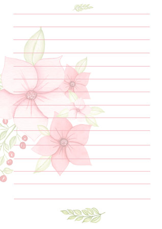 Hand drawn watercolor adorable daily planner with florals. My day to-do list with flowers and greenery illustrations. Notes page.の写真素材