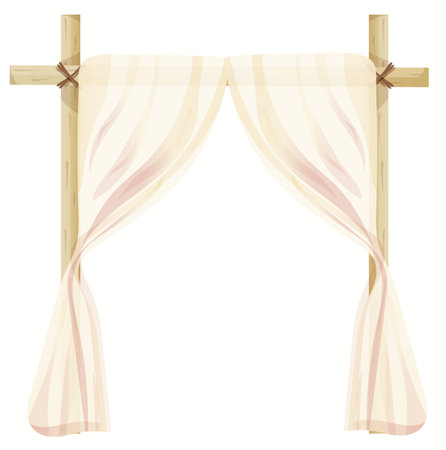 Vector wedding ceremony frame with white and pink curtains illustration,  gate for wedding decorationのイラスト素材