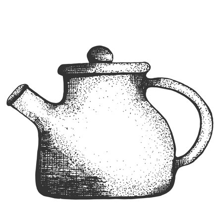 Hand drawn vector sketch of tea pot illustration.のイラスト素材