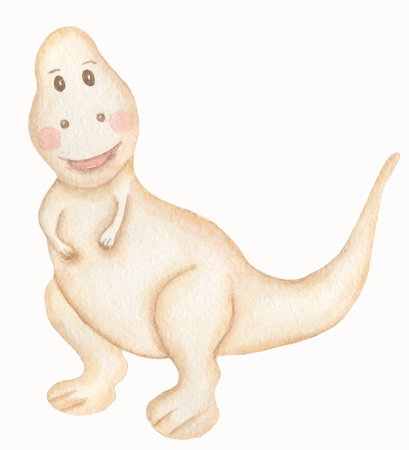 Watercolor Baby Dinosaurs illustration, cute animals clipart for nursery and baby showerの写真素材