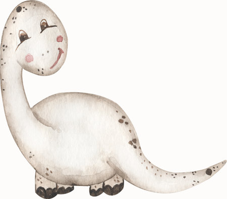 Watercolor dinosaur illustration for kids, cute dino animal clipart, nursery printの写真素材