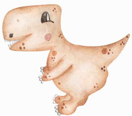 Watercolor dinosaur illustration for kids, cute dino animal clipart, nursery printの写真素材