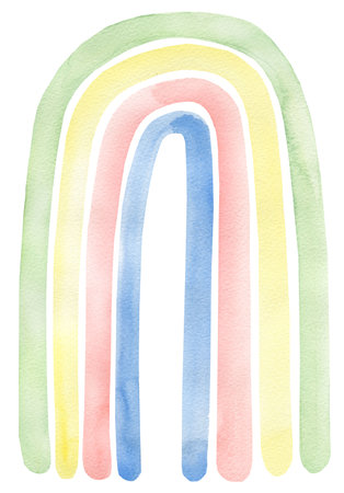 Baby Clipart, Watercolor Cute Kids Rainbow poster illustration, Newborn clip art, Card printing, Baby Shower graphicsの写真素材