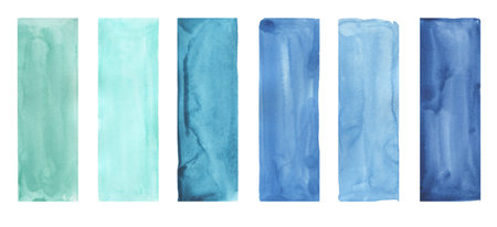 Watercolor blue color palette Backgrounds Clipart, Brush strokes illustration, Design elements, Paint splatters setの写真素材