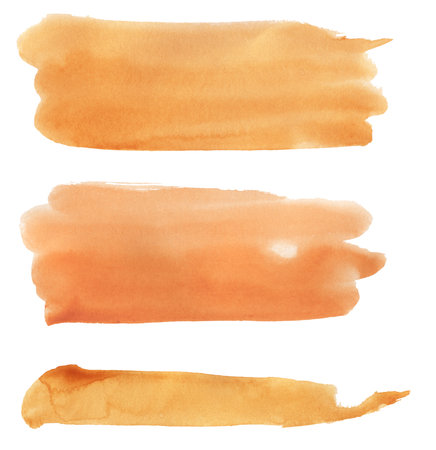 Watercolor orange color Backgrounds Clipart, Brush strokes illustration, orange spots, Splashes Clip art, Design elements, Paint splatters setの写真素材
