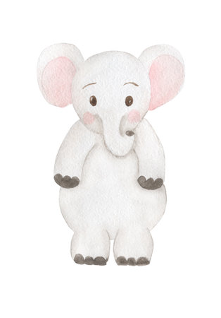 Cute Boho Animal Clipart, Watercolor hand drawn elephant illustration, Kids Wall Art, Baby Shower, Choldren Invitation, Scrapbook clipart, nursery posterの写真素材