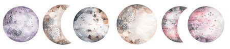 Forest Moon Illustration set, Watercolor Winter Crescent clipart, Celestial clip art, Galaxy poster, Wedding Invites, Logo designの写真素材