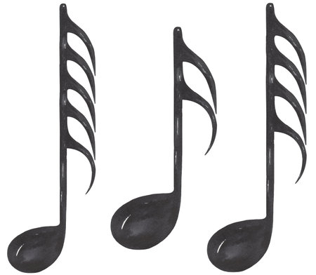 Watercolor Illustration of Music Notes Set. Graphic music elementの写真素材