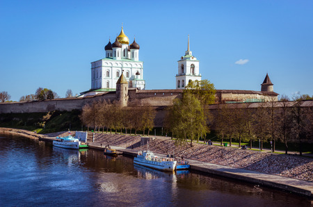 Trinity cathedral Pskov. Pskov Kremlin Russiaの写真素材