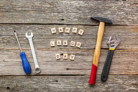 Happy labor day greeting card or background. Labor day in USA.の写真素材