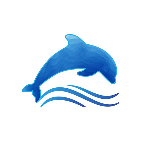 Stylized dolphin with wavesのイラスト素材