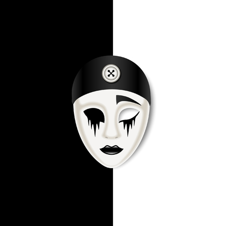 Sad mask on black and white backgroundのイラスト素材