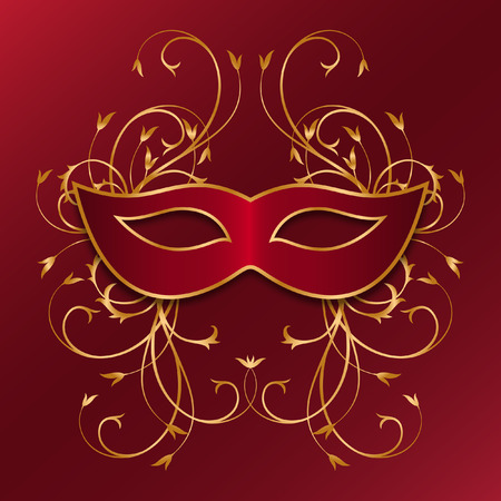 red mask with golden ornament Vector illustration.のイラスト素材