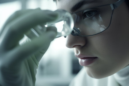 Male specialist scientist lab laboratory worker chemistry biology guy man doctor medical research genes glass test tubes flasks analysis creation of medicine science development microbiology pharmaの素材