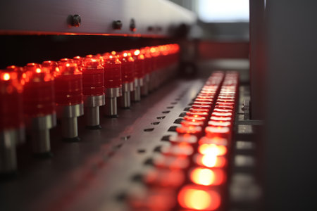 Vaccine production medicinal enterprise line vaccination laboratory factory bottle health care pharmacy science industry medicine scientific research virus cure assembly cure chemical biotechnologyの素材