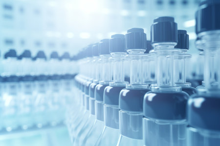 Vaccine production medicinal enterprise line vaccination laboratory factory bottle health care pharmacy science industry medicine scientific research virus cure assembly cure chemical biotechnologyの素材