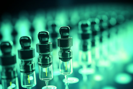 Vaccine production medicinal enterprise line vaccination laboratory factory bottle health care pharmacy science industry medicine scientific research virus cure assembly cure chemical biotechnologyの素材