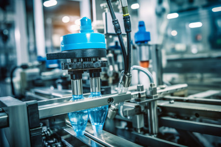 Vaccine production medicinal enterprise line vaccination laboratory factory bottle health care pharmacy science industry medicine scientific research virus cure assembly cure chemical biotechnologyの素材
