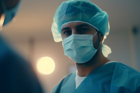 Young experienced surgeons performing operation saving patient life doctor surgeon duty surgery teamwork operating room modern medical equipment medicine technology pharmacy health care rescue urgencyの素材