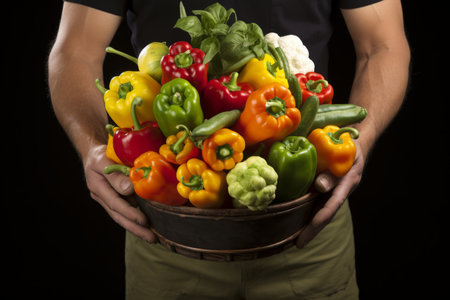 Chief holding fresh vegetables man shopping fruits hands natural farmer diet groceries food freshness handful clean cultivated juicy vegetable fit organic healthy vitaminized products salad ingredientの素材