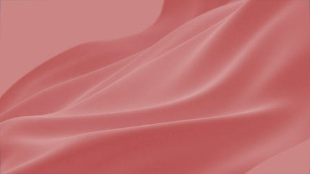 Abstract tenderness red silk background luxury wave cloth satin pastel color fabric. Silky aqua liquid wave splash, wavy fluid texture. Fluttering gentle material. 3D animation motion design wallpaperの写真素材