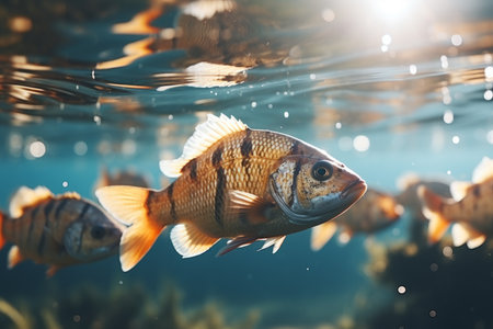 Exotic Ñolorful group underwater fish ocean aquarium beautiful tropical coral reef. Oceanarium animal wildlife marine ecology panorama water nature snorkel diving ecosystem environmental save planetの素材