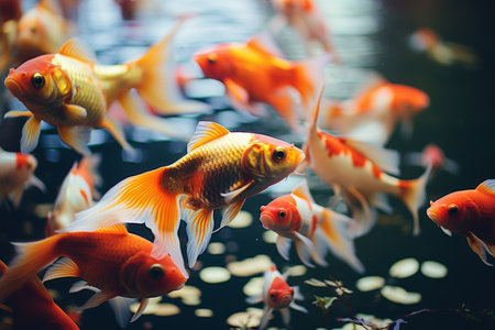 Exotic Ñolorful group underwater fish ocean aquarium beautiful tropical coral reef. Oceanarium animal wildlife marine ecology panorama water nature snorkel diving ecosystem environmental save planetの素材