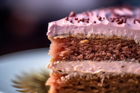 Delicious berry cake slice on plate beautiful tasty yummy dish sweet dessert cake dressing decorated party birthday surprise close-up food luxury gourmet restaurant banquet buffet rustic pie icingの素材