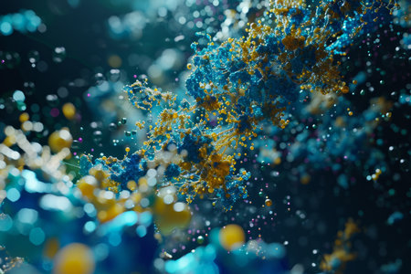 Protein atomic scale micro particles dna dnr atoms microscope molecular level proteins fats acids nucleus cell mitochondria biology human body health healthy eating lifestyle chemstry research medicalの素材