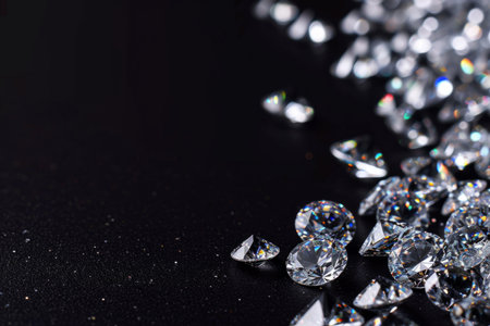 Shiny diamond colorful gems crystals luxury fantasy jewelry background shine sparkle transparent surface reflections magic gift precious glitter rich treasure elegant expensive gemstone crystalの素材