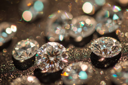Shiny diamond colorful gems crystals luxury fantasy jewelry background shine sparkle transparent surface reflections magic gift precious glitter rich treasure elegant expensive gemstone crystalの素材