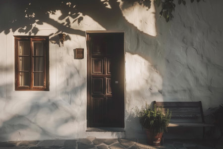 Open door emitting light possibilities growth achievements concept motivation learning skills knowledge heaven doors exit abstract simple background new ways entering leaving space imaginationの素材