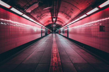 Futuristic neon tunnel bright cyberspace hall party road glowing arch colorful digital background modern future corridor hallway space tech virtual reality vr subway portal web illustration internetの素材