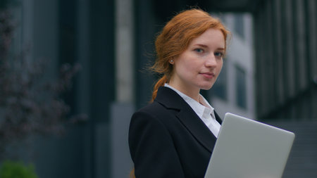 Beautiful confident successful Caucasian business woman portrait female girl businesswoman CEO...