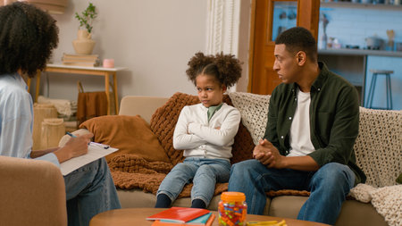 African American offended child daughter little girl problem difficult relationships family...