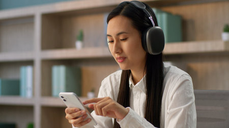 Happy smiling Asian Japanese businesswoman female Chinese Korean business woman girl student in...