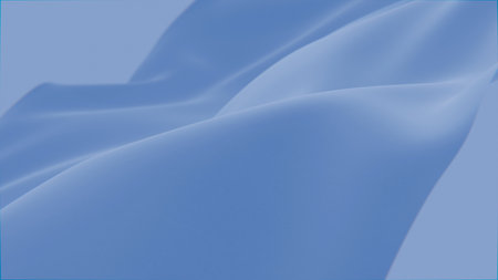 Abstract tenderness blue silk background luxury wave cloth satin pastel color fabric. Luxurious care liquid wave splash, wavy fluid texture. Fluttering material. 3D animation motion design wallpaperの写真素材